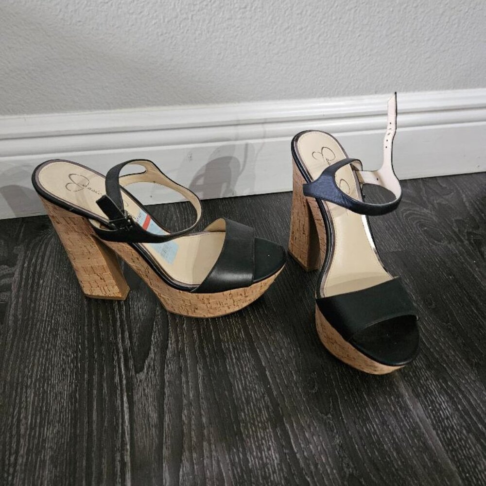 Jessica Simpson black heel wedges